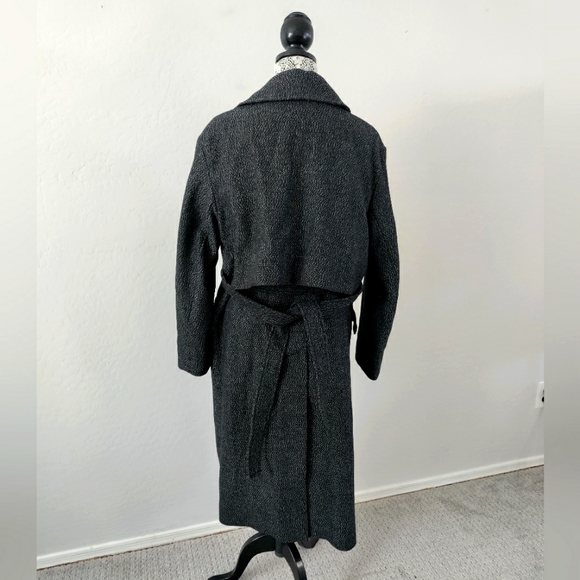 COS Black Belted Wool Coat Long Oversized Size 6 - Picture 3 of 7